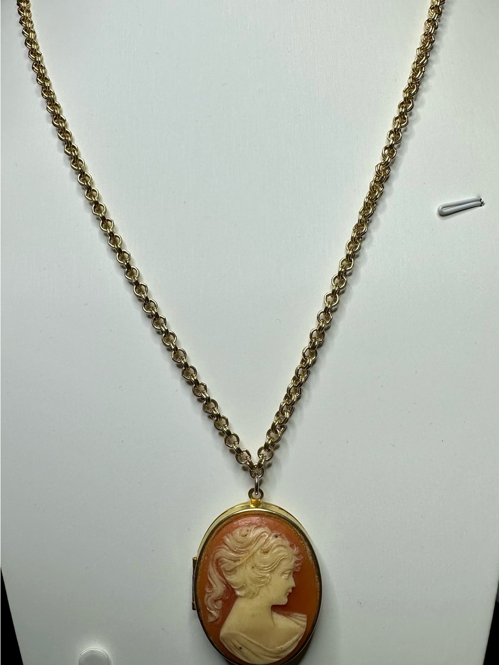 Vintage Cameo Locket Necklace 17 inches